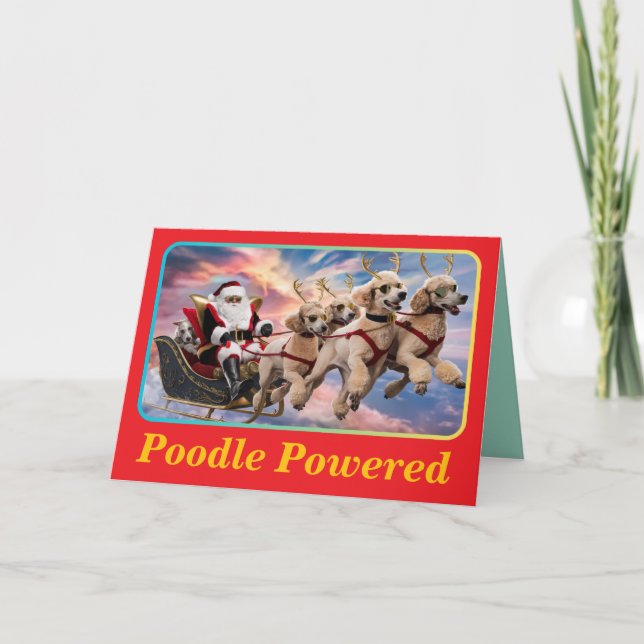 Cartão Natal Divertido do Poodle (Frente)