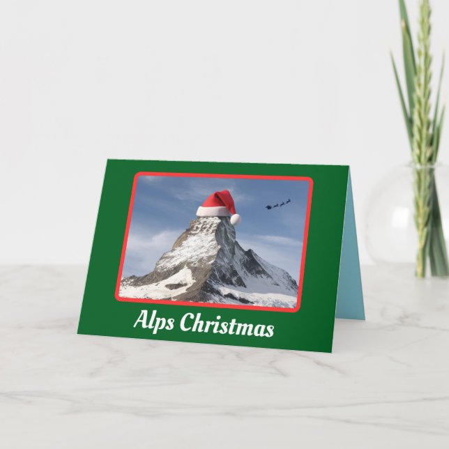 Cartão Natal Divertido nas Alpes (Frente)