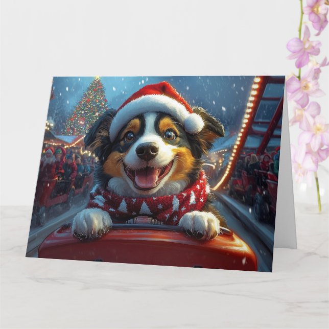 Cartão Natal do Cão-Cão-Cachorro Australiano (Orquídea)