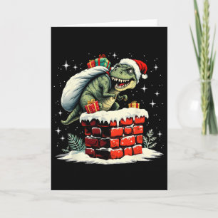 Cartão Natal do Dinossauro Papai Noel 