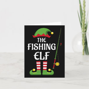 Cartão Natal do Grupo de Combinação Familiar Elf de Pesca