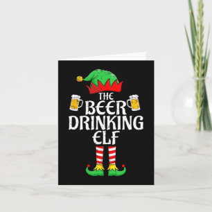 Cartão Natal do Grupo Familiar de Cerveja Bebendo Elf Cor