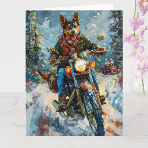 Cartão Natal do Motociclismo Kelpie australiano