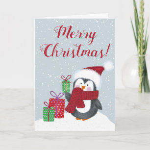 Cartão Natal do Pingüim Fofo