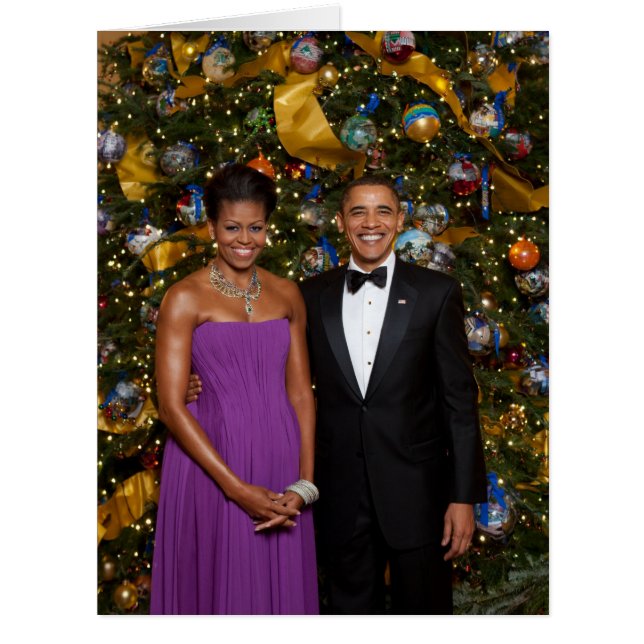 Cartão Natal do Presidente Barack Obama e Michelle (Frente)