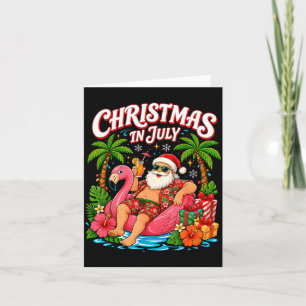 Cartão Natal do Verão Divertido Papai Noel Flamingo Xmas