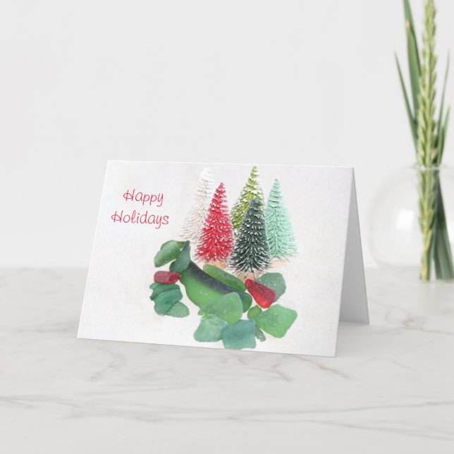 Cartão Natal do vidro do mar (Frente)