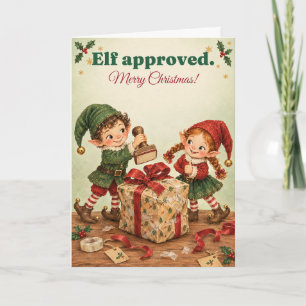 Cartão Natal dos Elfos Divertidos Aprovado pelos Elfos