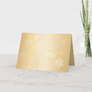 Cartão Natal Dourado elegante Que Neve Flocos de Neve