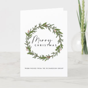 CARTÃO NATAL ELEGANTE CORPORATIVO HOLLY BERRY WREATH