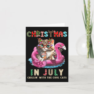 Cartão Natal Em Julho Chillin Cats Flamingo Float Meow