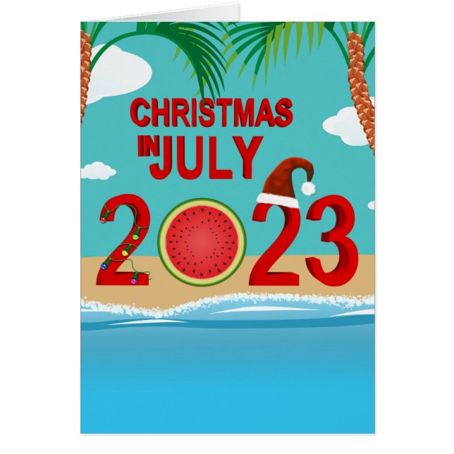 Cartão Natal em julho de 2023 Watermelon Beach (Frente)