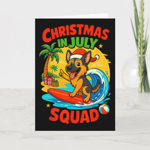 Cartão Natal Em Julho Engraçado Pastor Alemão Surfando