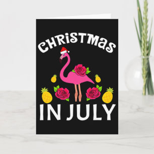Cartão Natal Em Julho Flamingo Havaiano Verão Praia V