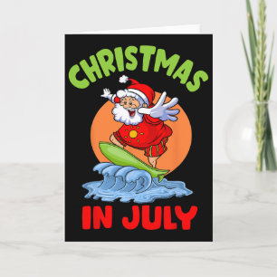 Cartão Natal Em Julho Papai Noel Crianças Surfe Infantil