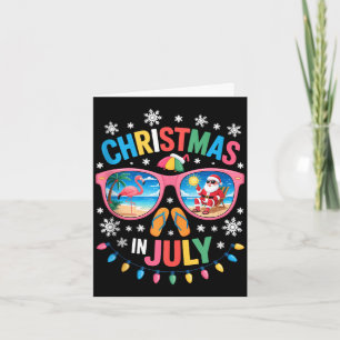 Cartão Natal em julho papai noel flamingo verão