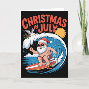 Cartão Natal Em Julho Papai Noel Surfando Diversão De Ver