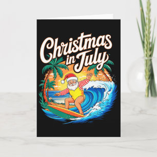 Cartão Natal Em Julho Papai Noel Surfando Verão Havaiano