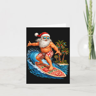 Cartão Natal em julho santa surfando natal na praia em ju