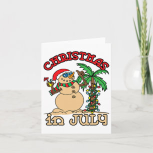 Cartão Natal Em Julho T Shirts Snowman Sand Palm Tree