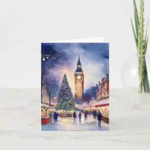 Cartão Natal em London Watercolor
