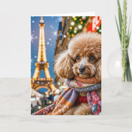 Cartão Natal Em Paris Poodle