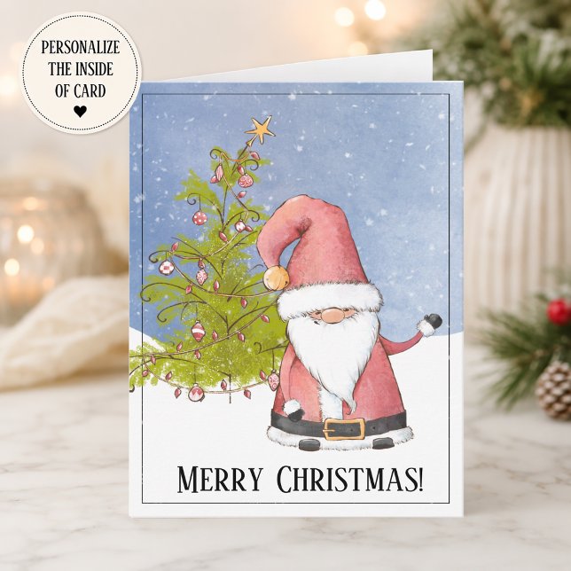 Cartão Natal Empresarial Papai Noel Aquarela (Personalized Christmas Holiday Card)