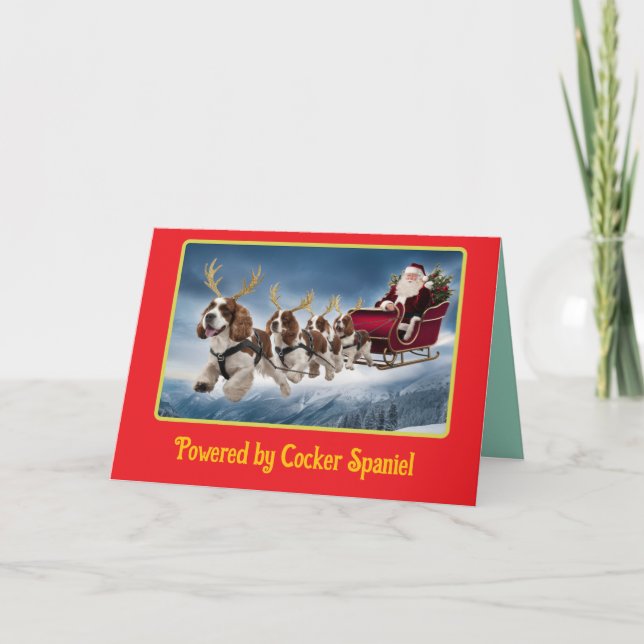 Cartão Natal Engraçado com Cocker Spaniel (Frente)