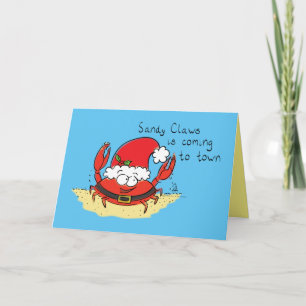Cartão Natal Engraçado de Caranguejo Fofo Cartoon Papai N