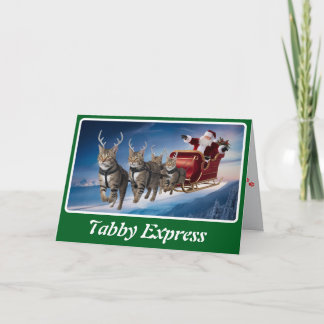 Cartão Natal engraçado do gato cinza tabby
