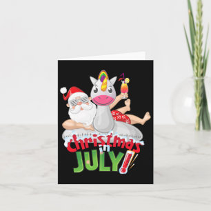 Cartão Natal Engraçado Em Julho Camisa Verão Unicórnio Fl