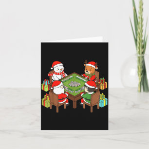 Cartão Natal engraçado Mahjong Papai Noel Boneco de Neve