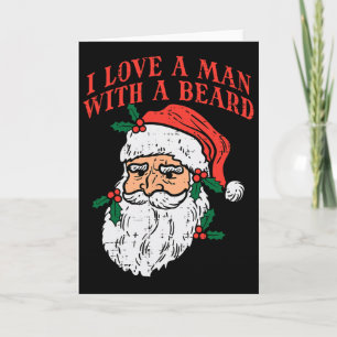 Cartão Natal Eu Amo Homem Com Barba Papai Noel Divertido
