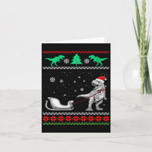 Cartão Natal Feio de Trenó de Dinossauro Feminino Merry C