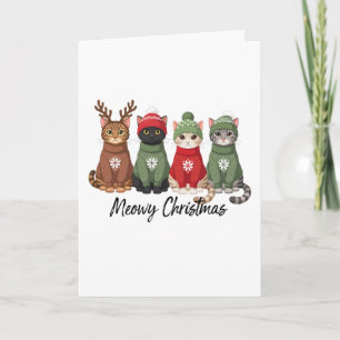 Cartão Natal Feliz Gatos Suéter Feio Rena Xmas