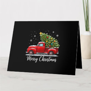Cartão Natal Feliz Natal Caminhão Vermelho Árvore Homens