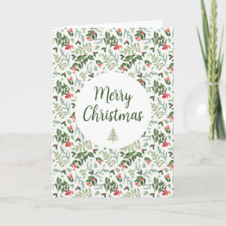 Cartão Natal Feliz Personalizado com Azevinho e Frutas