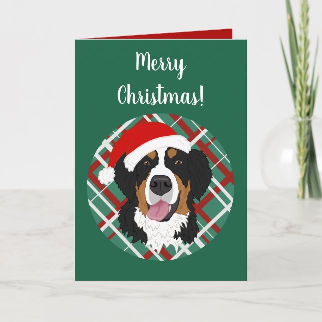 Cartão Natal Feriado Bernese Mountain Dog (Frente)