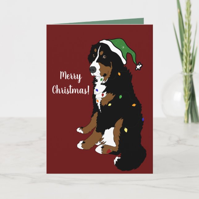 Cartão Natal Feriado Bernese Mountain Dog (Frente)