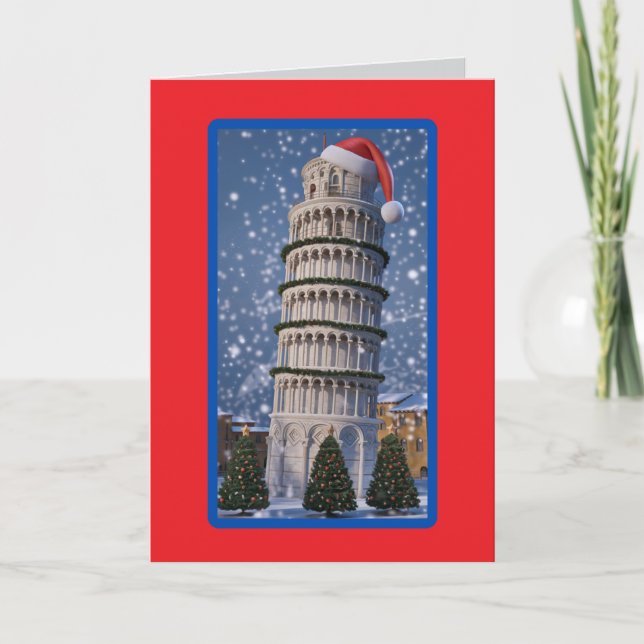 Cartão Natal Férias Fofo Pisa (Frente)