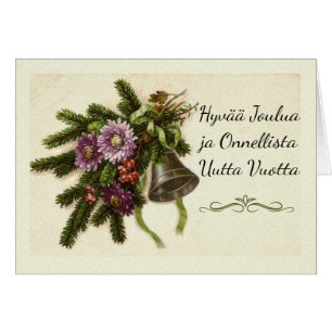 Cartão Natal finlandês Hyvaa Joulua Vintage Greens
