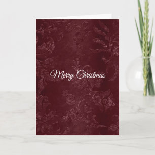 Cartão Natal Floral Burgundy Vermelho Intenso