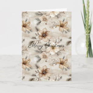 Cartão Natal Floral Marrom Creme