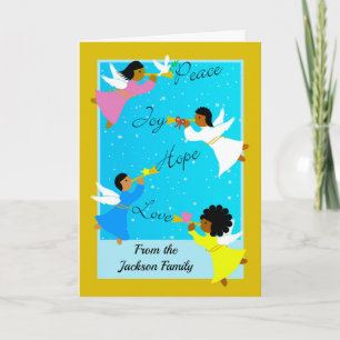 Cartão Natal frontal personalizado com ângulos multicultu