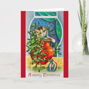Cartão Natal, Gatinho de Noel
