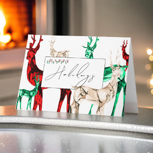 Cartão Natal Gemstone Crystal Reindeer Felizes Feriados