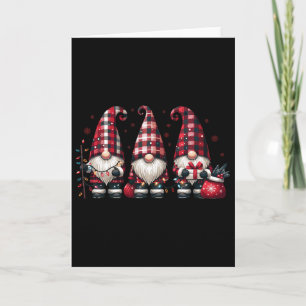 Cartão Natal Gnomo Trio Buffalo Cheque Xadrez Hats Xmas