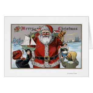 Cartão Natal GreetingSanta que dá presentes