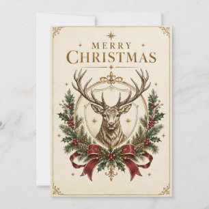 Cartão Natal Heráldico Elegante, Brasão de Cervo e Azevin
