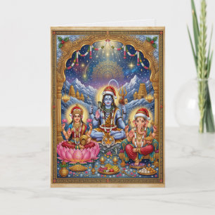 Cartão Natal Hindu Shiva Ganesh Lakshmi